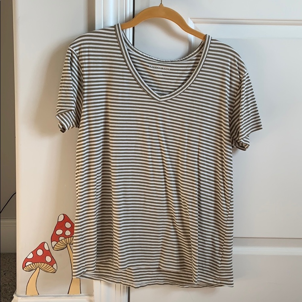 American Eagle striped top green/white
